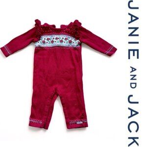 Janie and Jack | Baby Fair Isle Rose Holiday Layette Sweater | Size 3-6 Months